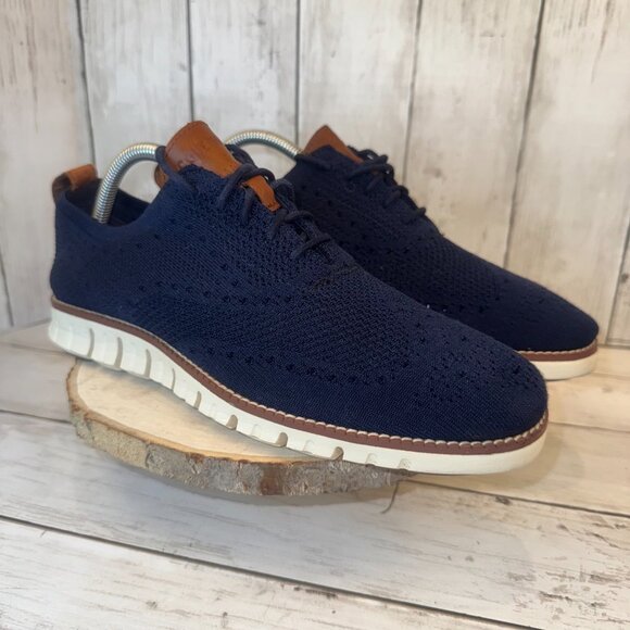 Cole Haan Men's Zerogrand Wingtip Oxford Shoes Blue Size 8M - Picture 1 of 10